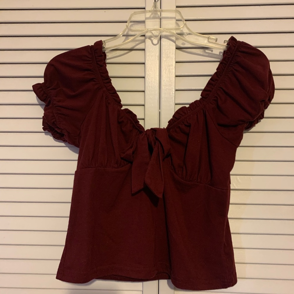 Burgundy Off Shoulder Top Size M
